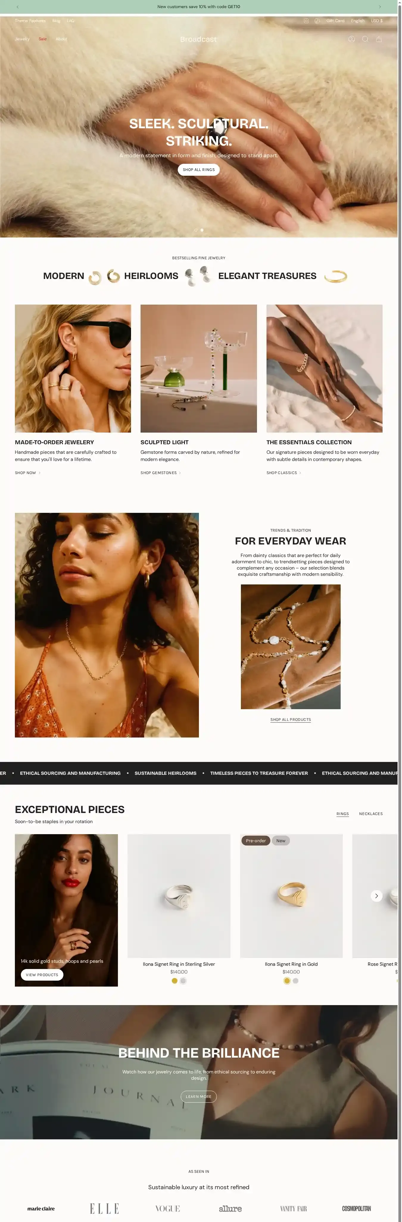 Broadcast home page on desktop
