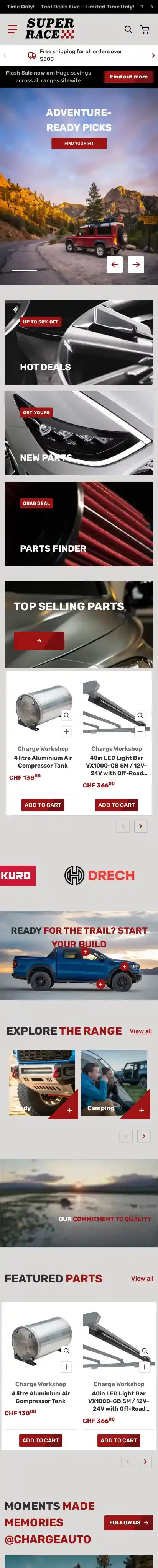 Charge home page on mobile