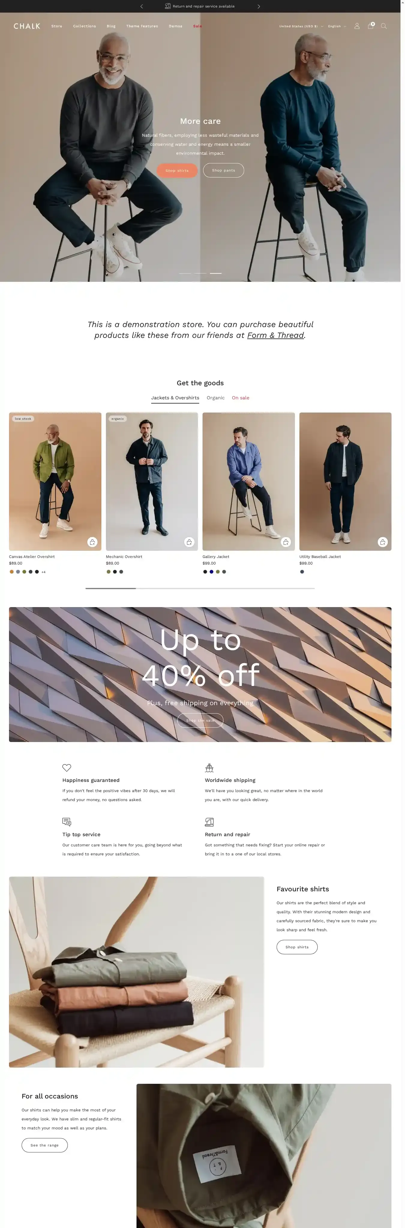 Creative home page on desktop