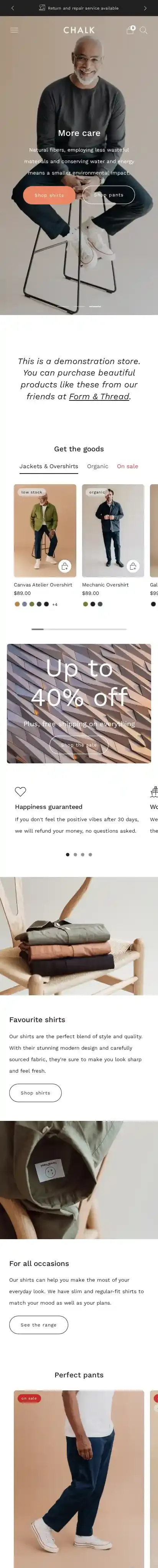 Creative home page on mobile