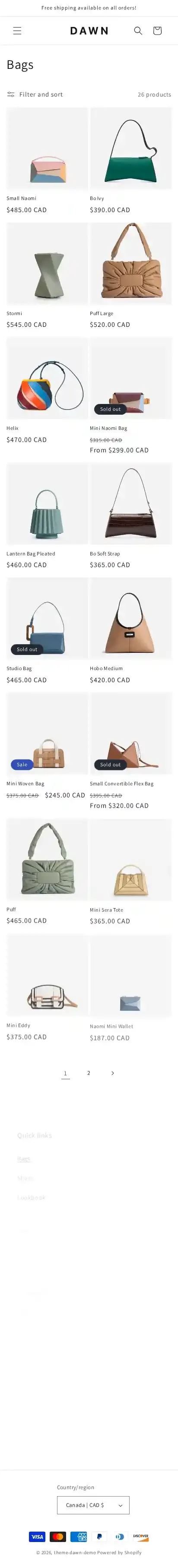 Dawn home page on mobile