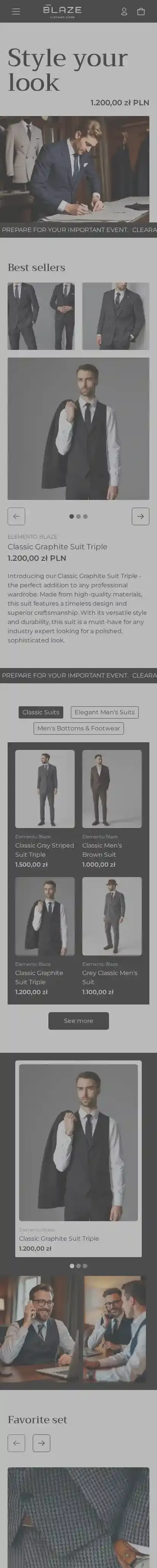 Elemento home page on mobile