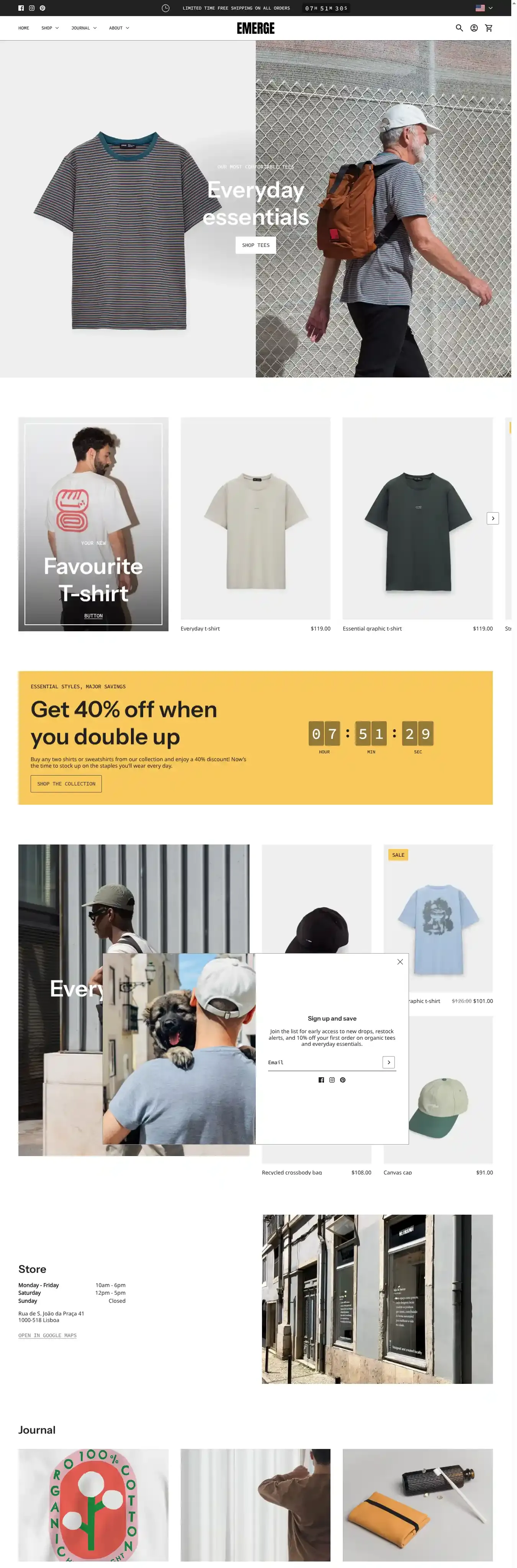 Emerge home page on desktop