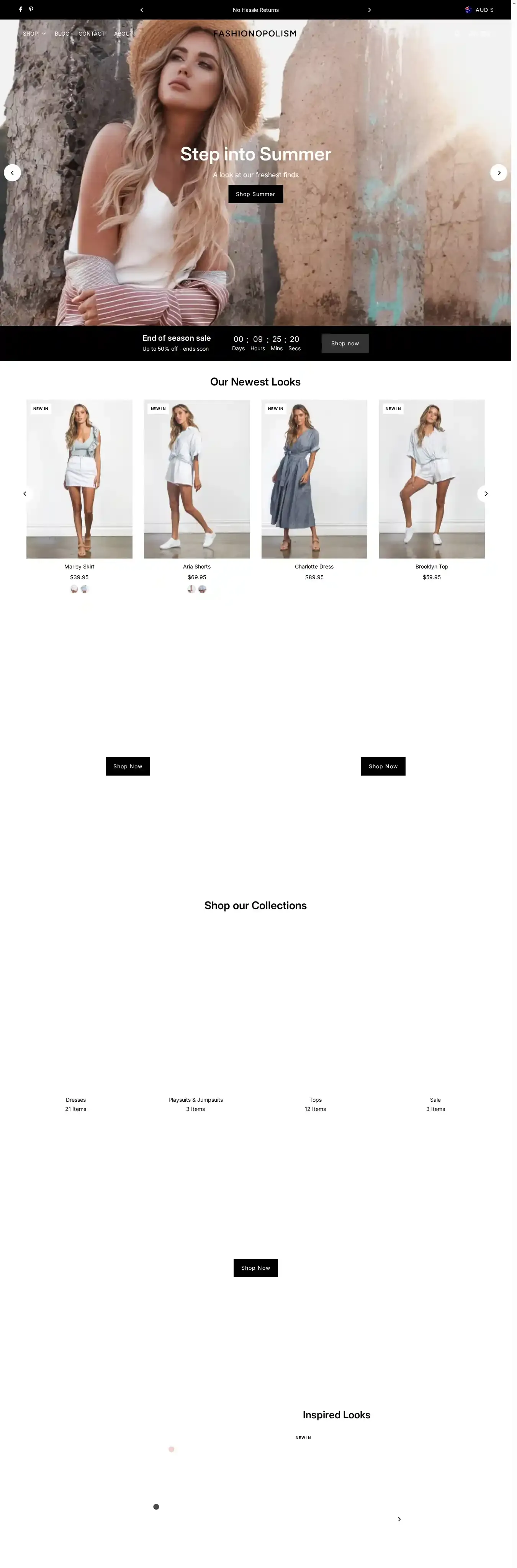Fashionopolism home page on desktop