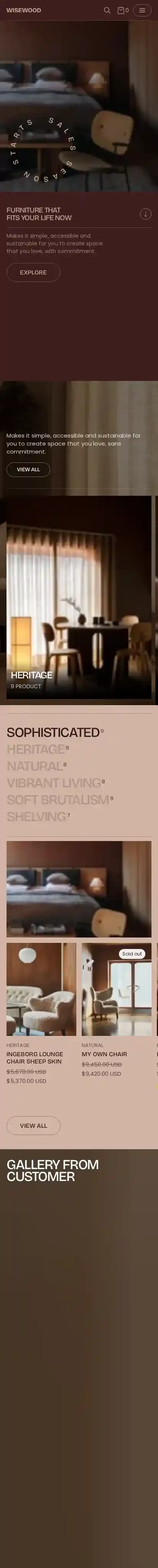 Fullframe home page on mobile