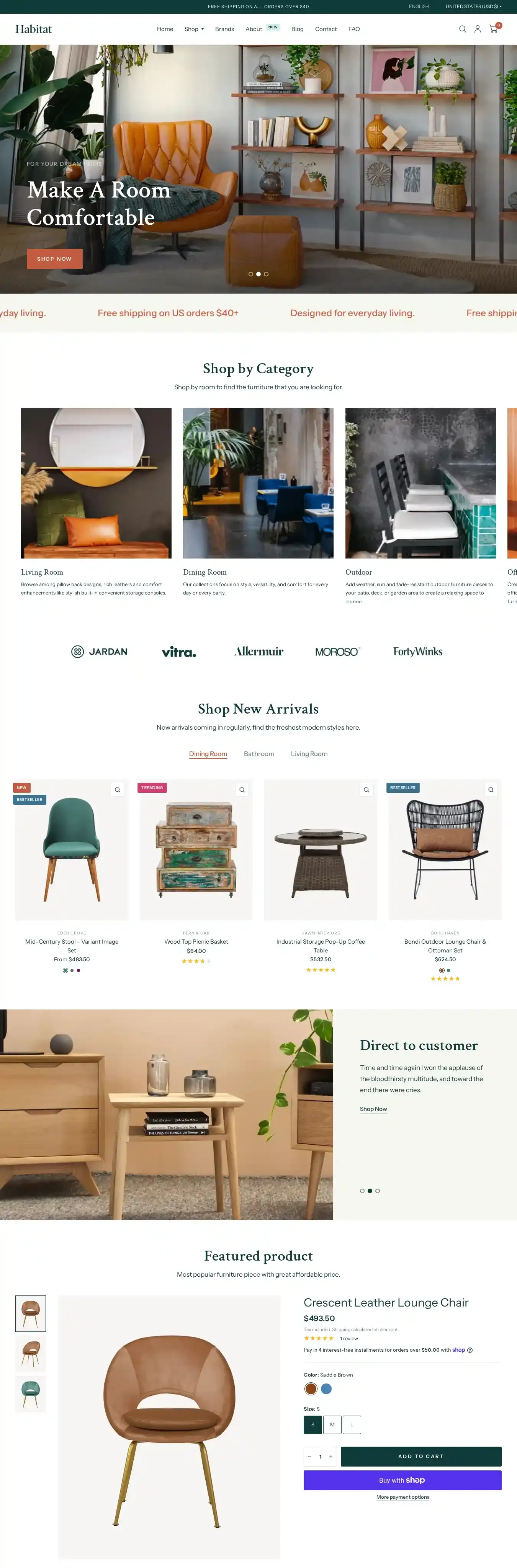 Habitat home page on desktop