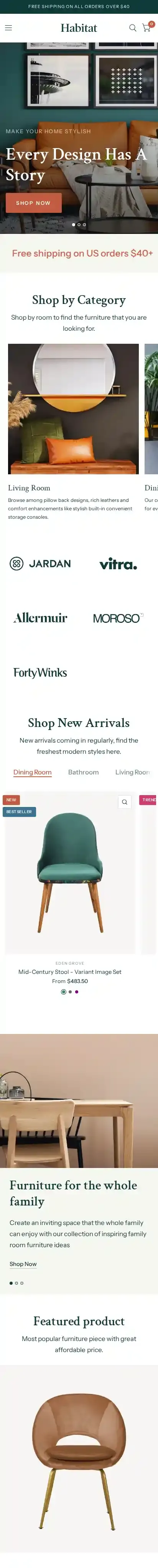 Habitat home page on mobile