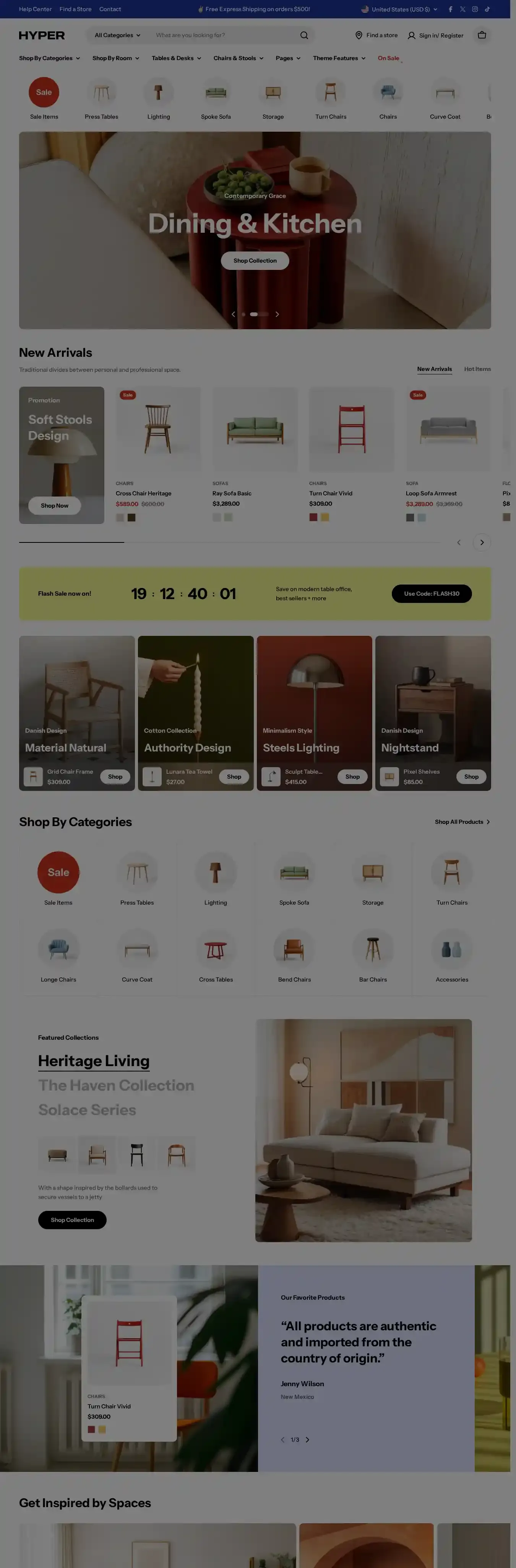Hyper home page on desktop