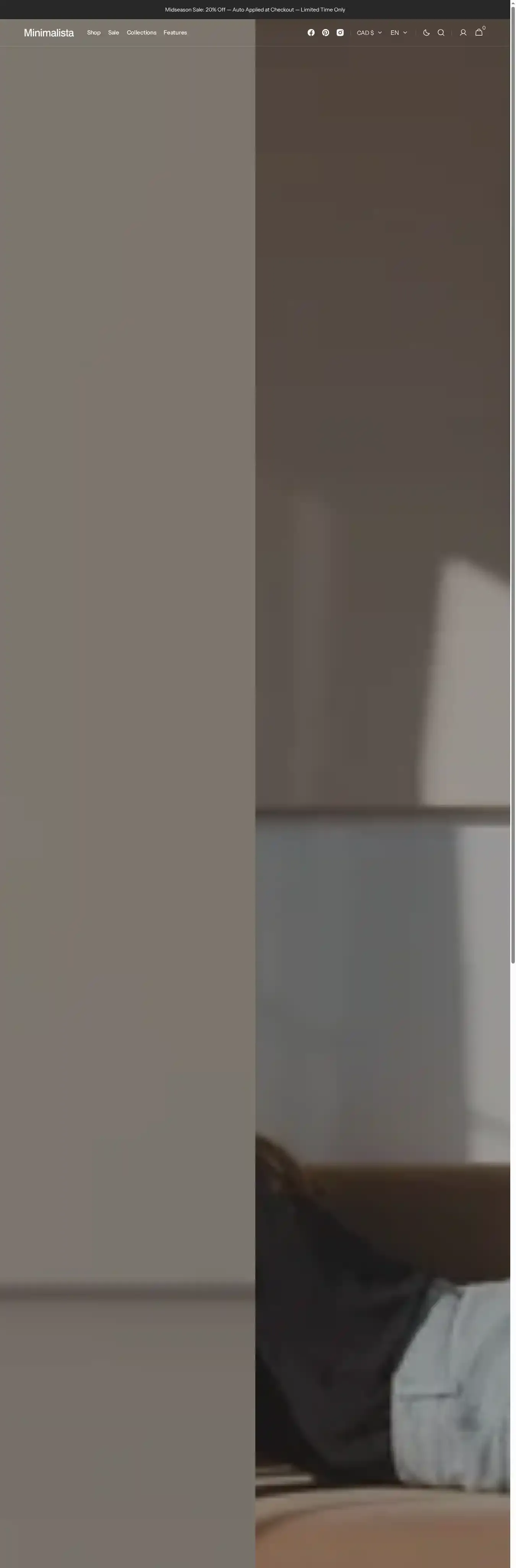 Minimalista home page on desktop