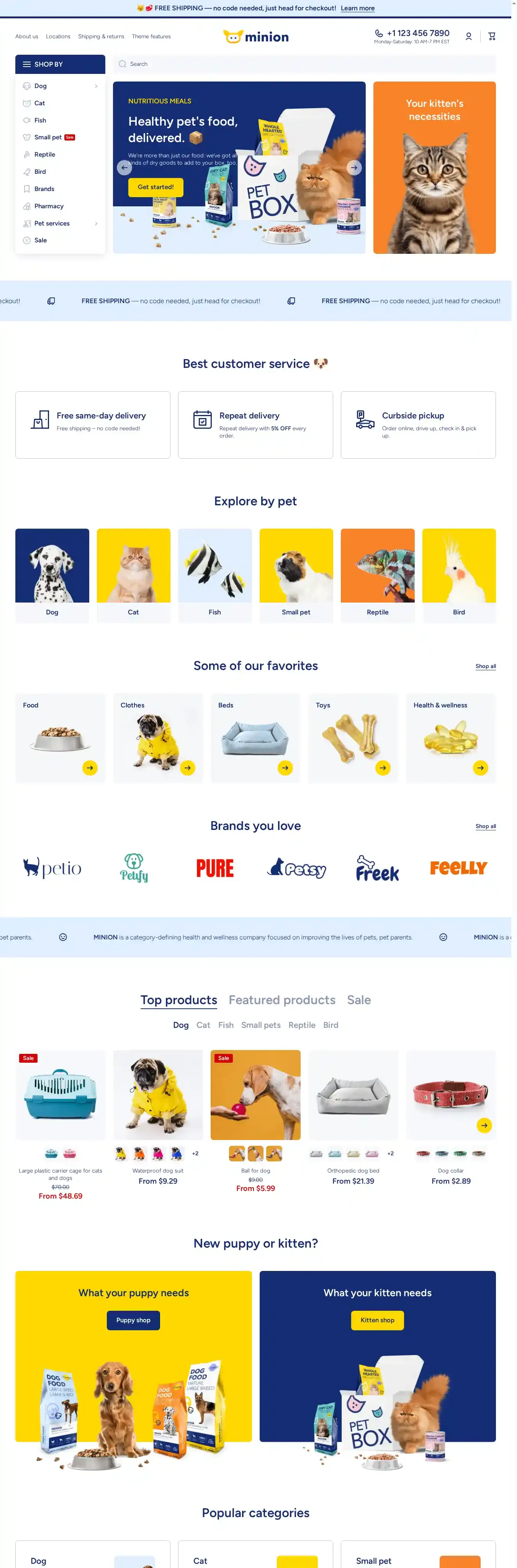Minion home page on desktop