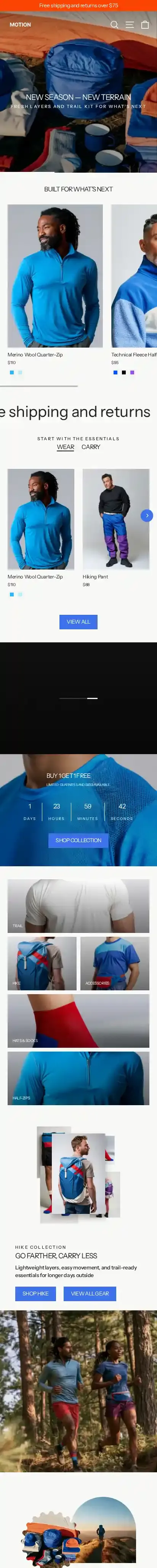 Motion home page on mobile