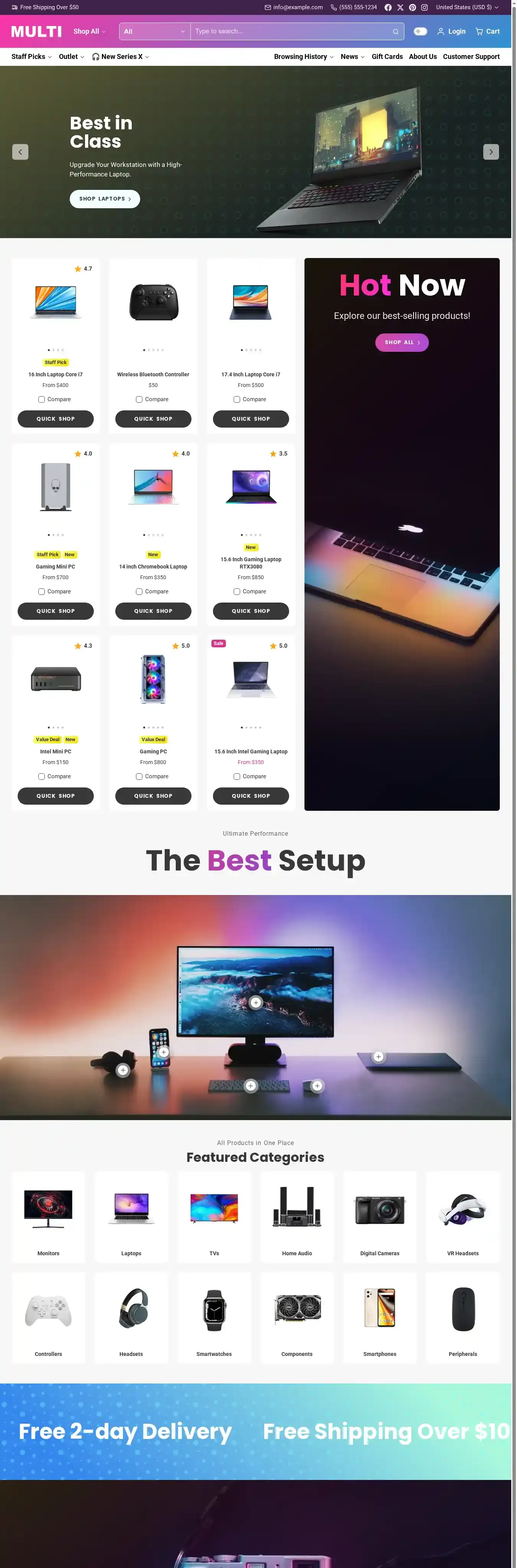 Multi home page on desktop