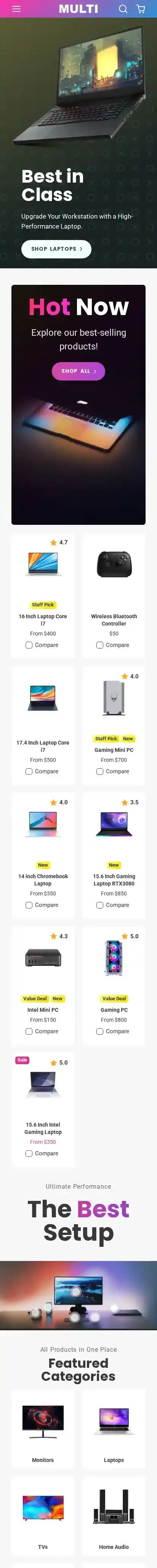 Multi home page on mobile