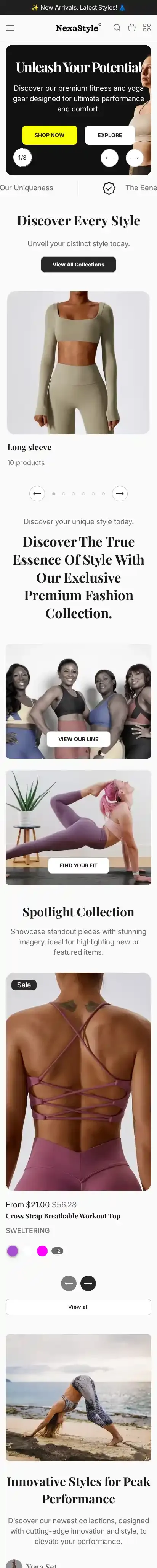 Nexa home page on mobile