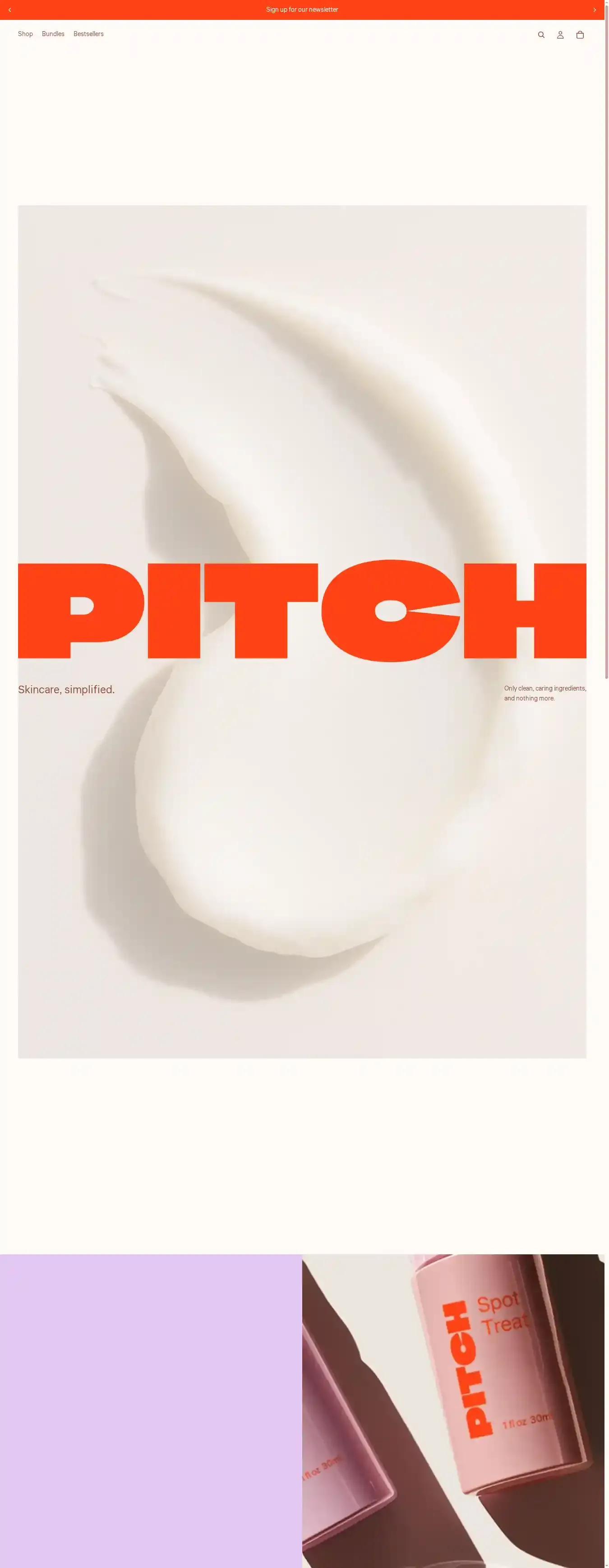 Pitch home page on desktop