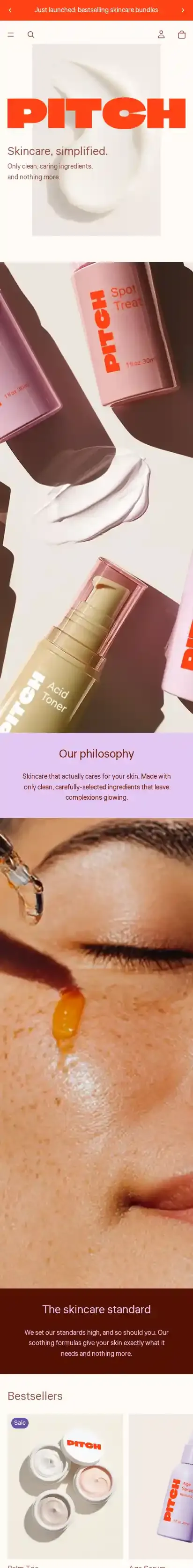 Pitch home page on mobile