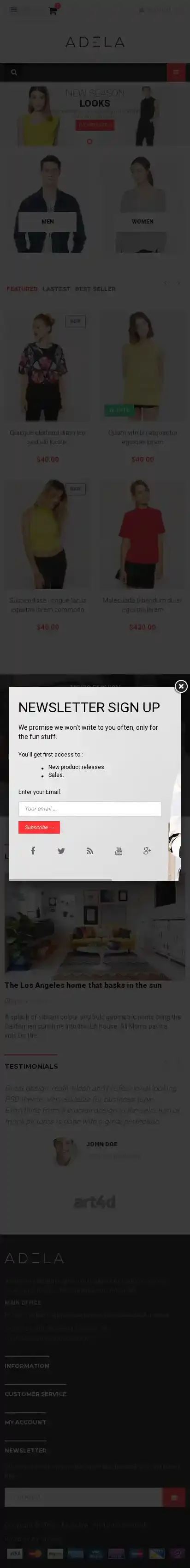 Ap Adela home page on mobile