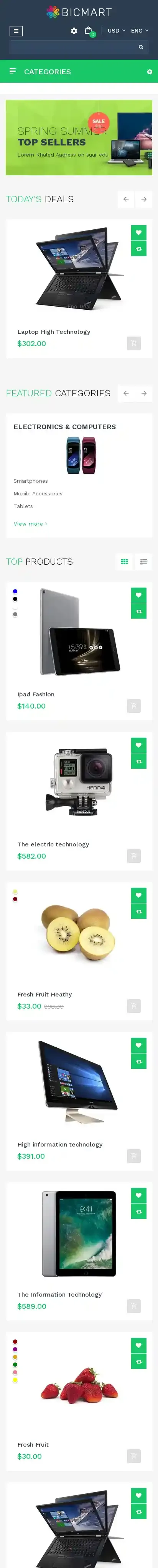 Ap Bicmart Shopify Theme for Hitech | Digital | Food | Drink home page on mobile
