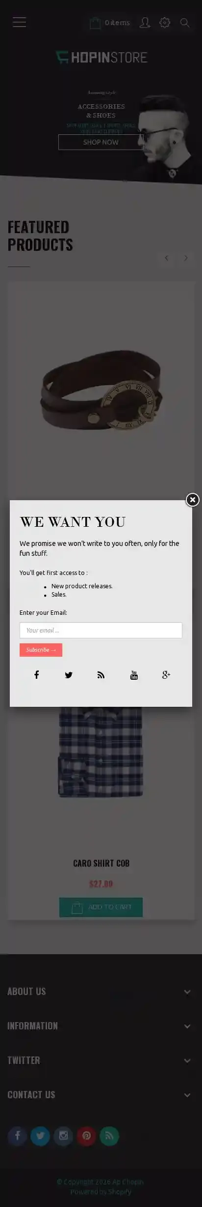 Ap Chopin Shopify Responsive home page on mobile