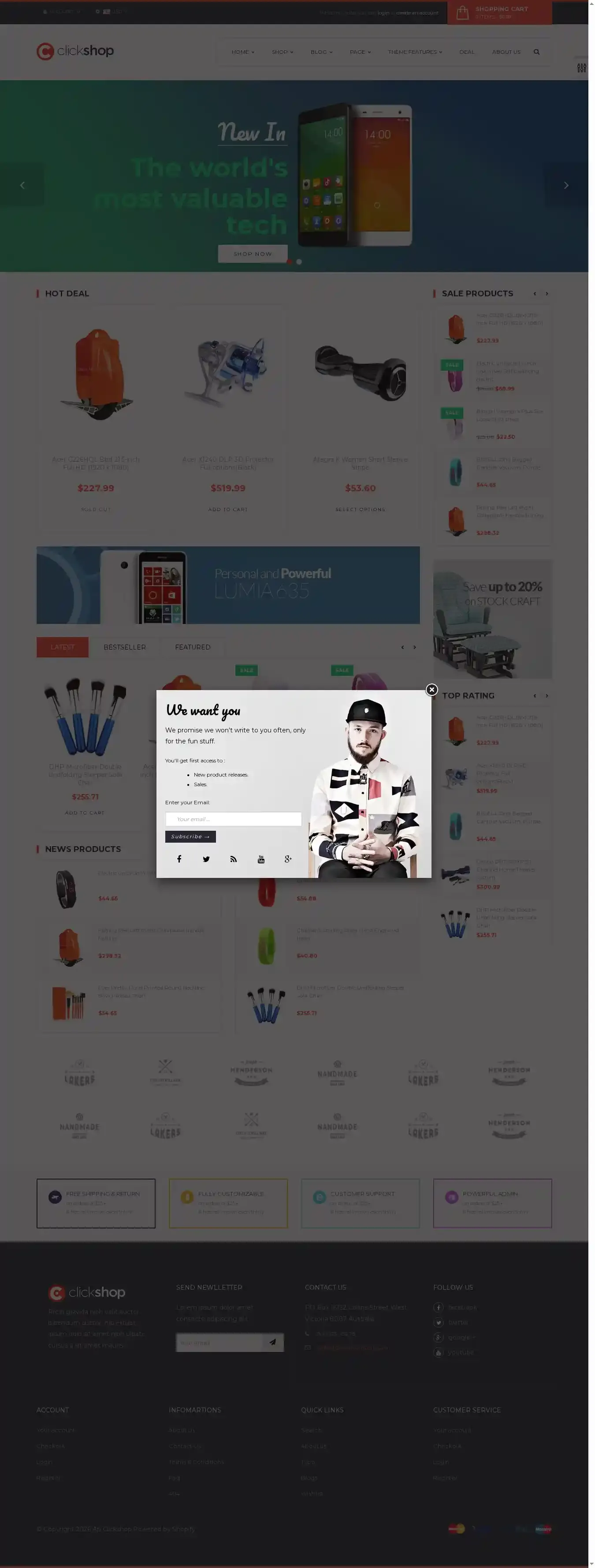 Ap Click Shop Shopify Responsive home page on desktop