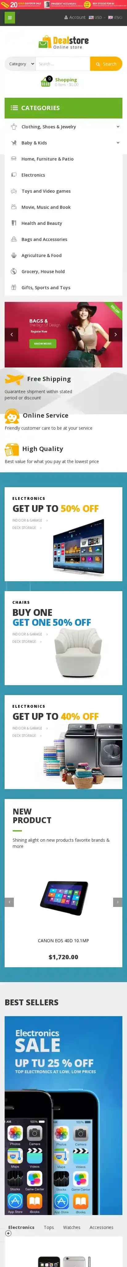 Ap Deal Store home page on mobile