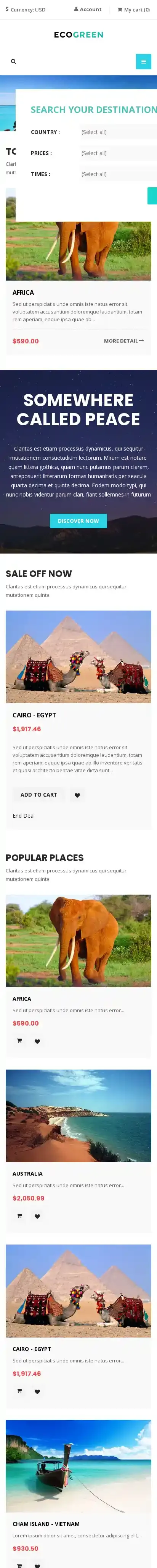Ap Eco Green home page on mobile
