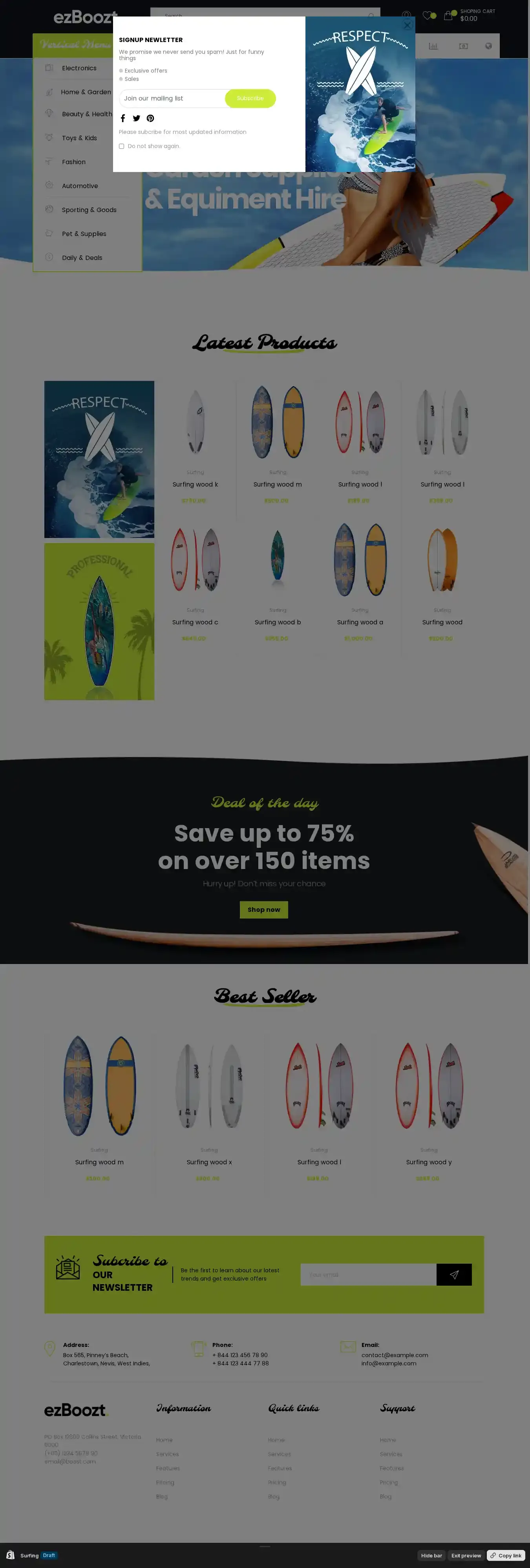 Ap Ezboozt Multi-concept home page on desktop