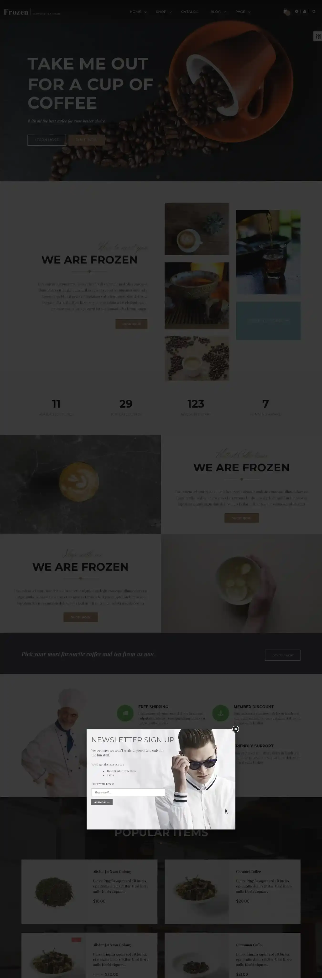 Ap Frozen home page on desktop