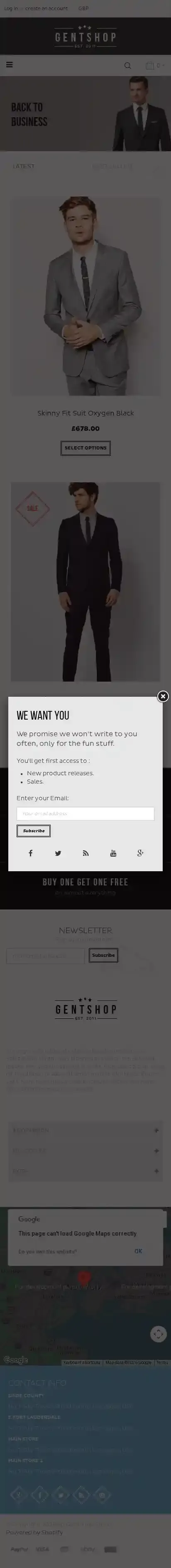 Ap Gentshop home page on mobile