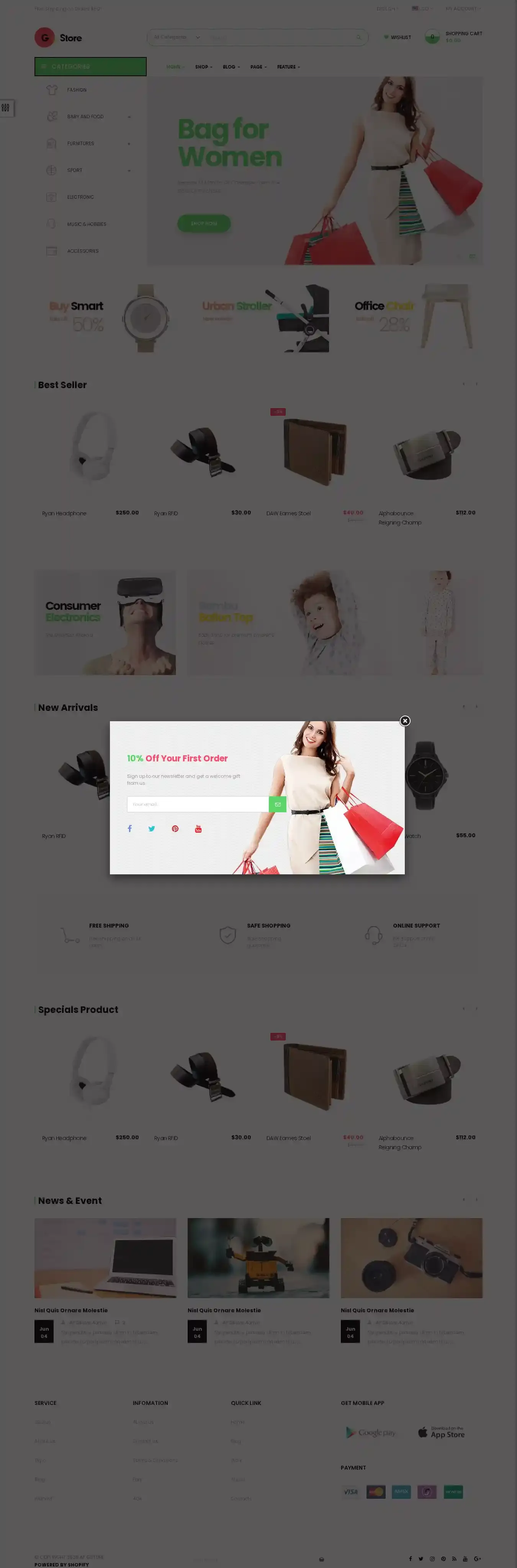 Ap Gstore home page on desktop