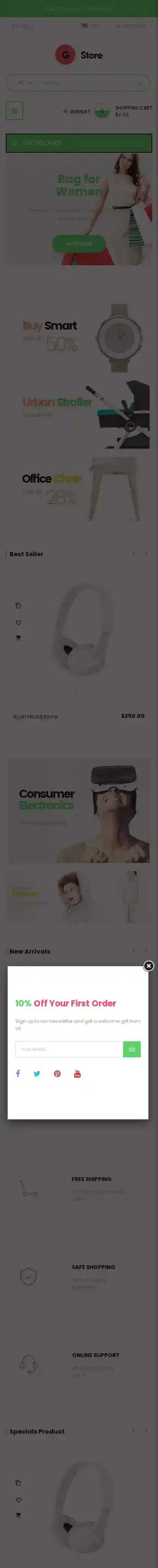 Ap Gstore home page on mobile