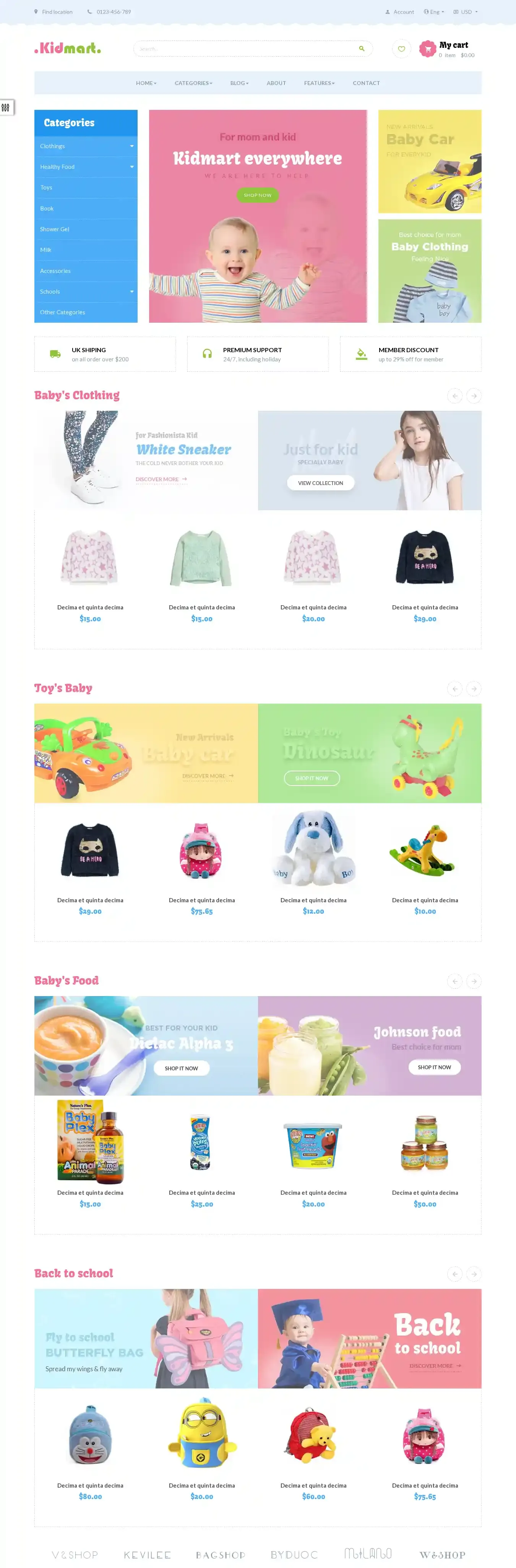 Ap Kid Mart home page on desktop