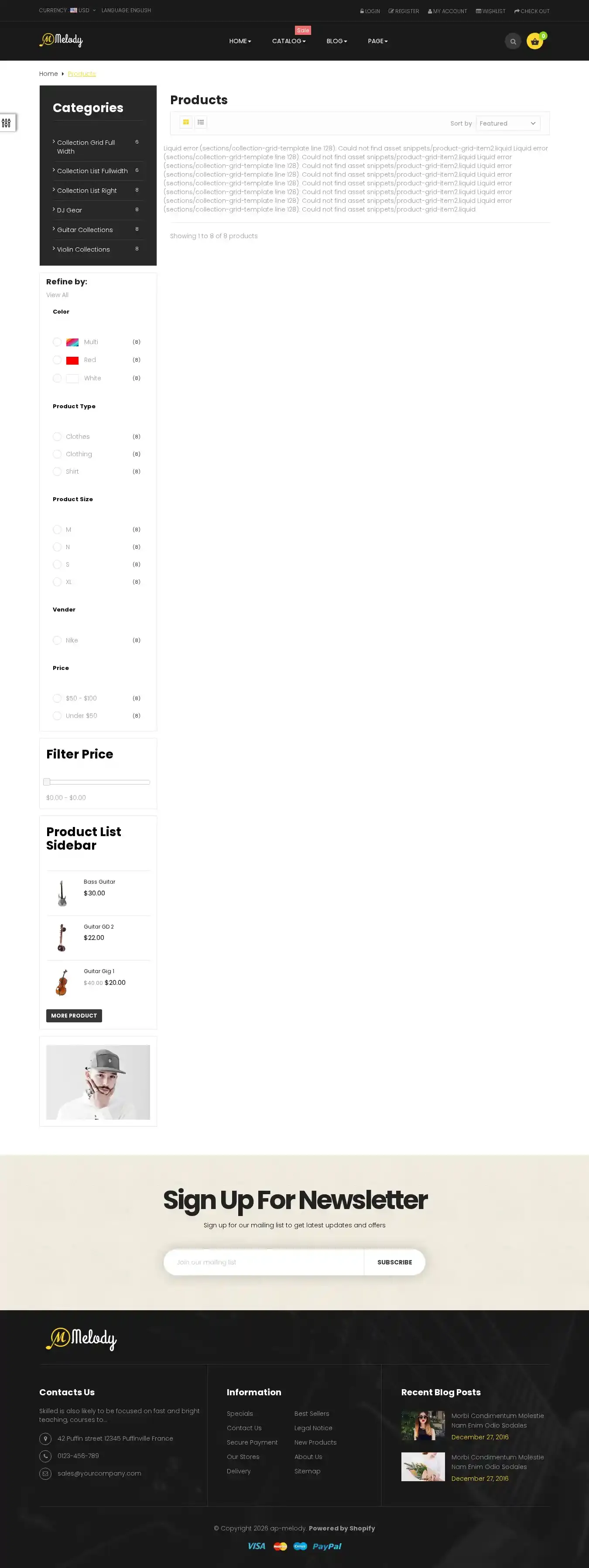 Ap Melody home page on desktop