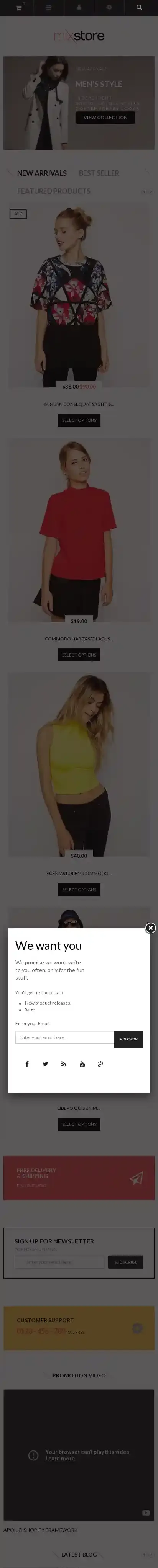 Ap Mixstore home page on mobile