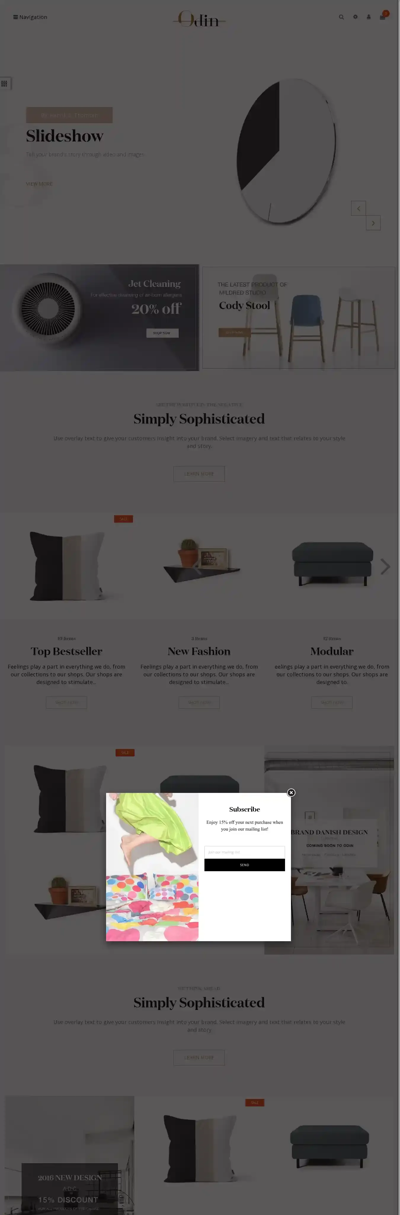 Ap Odin home page on desktop