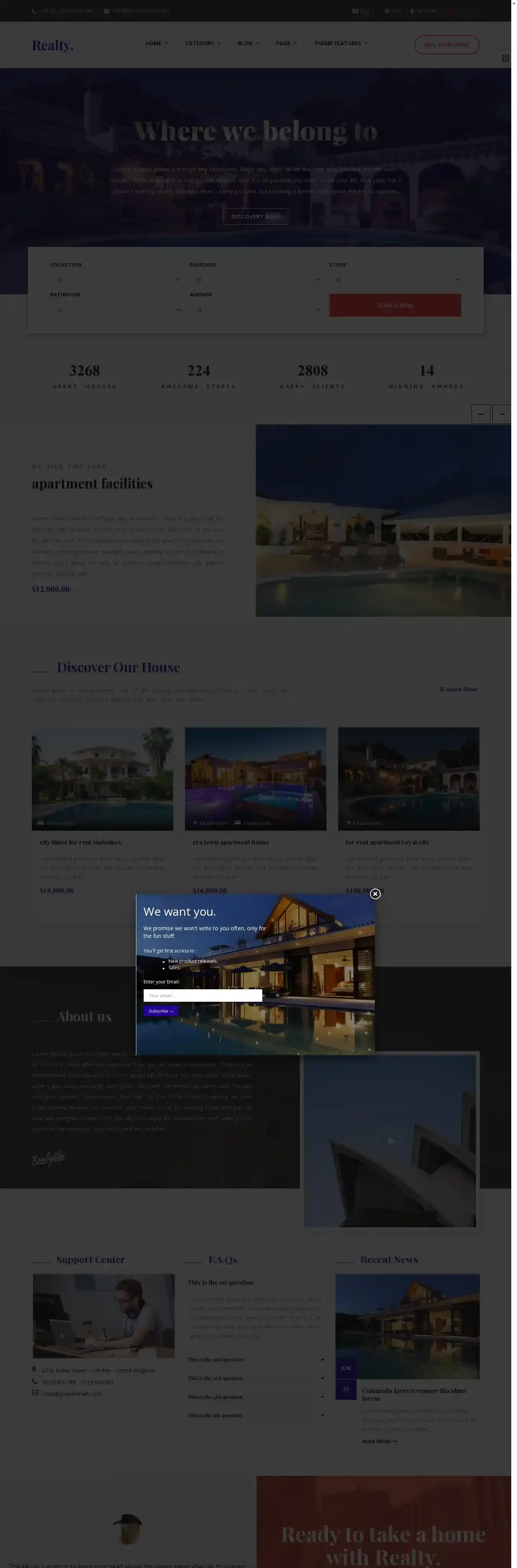 Ap Realty home page on desktop