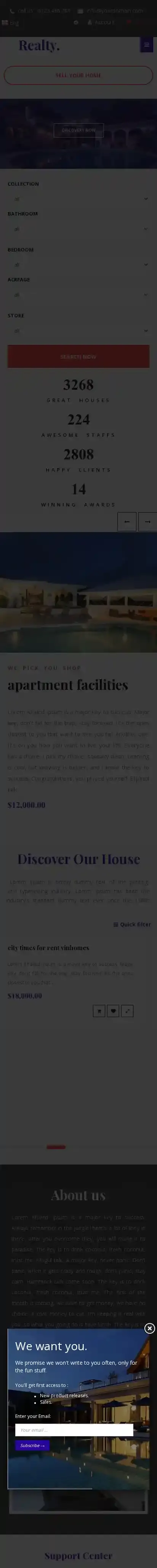 Ap Realty home page on mobile