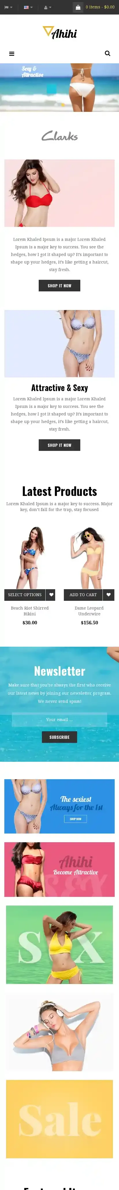 Ap Summer Store home page on mobile