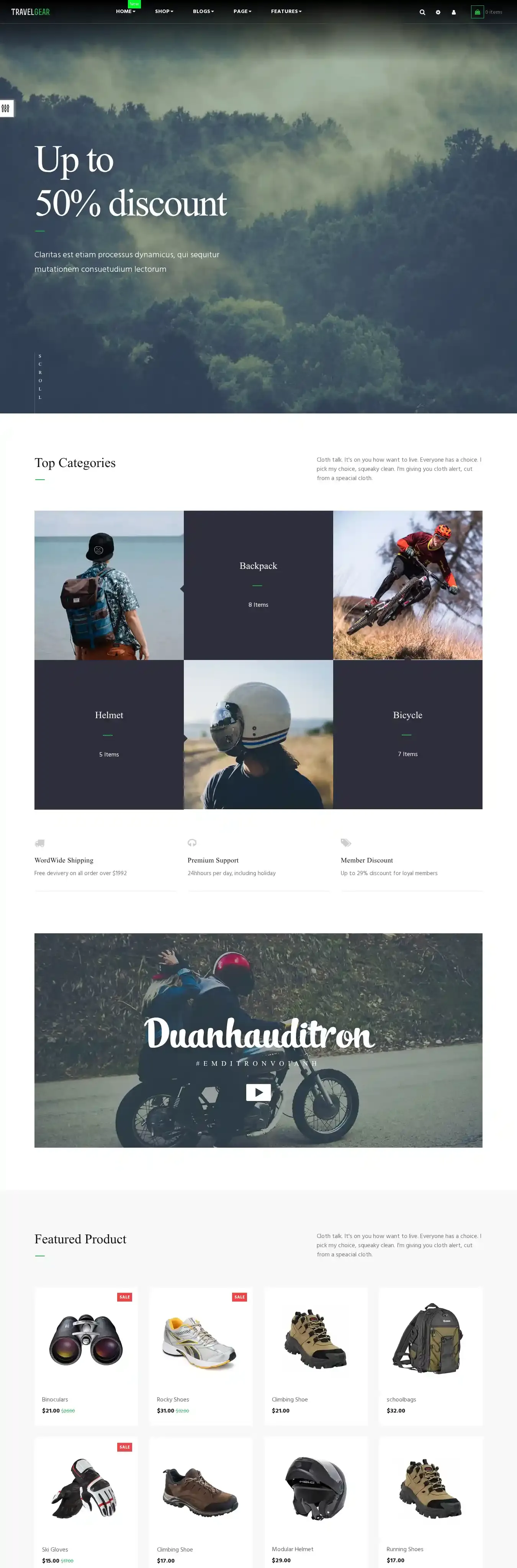 Ap Travel Gear home page on desktop