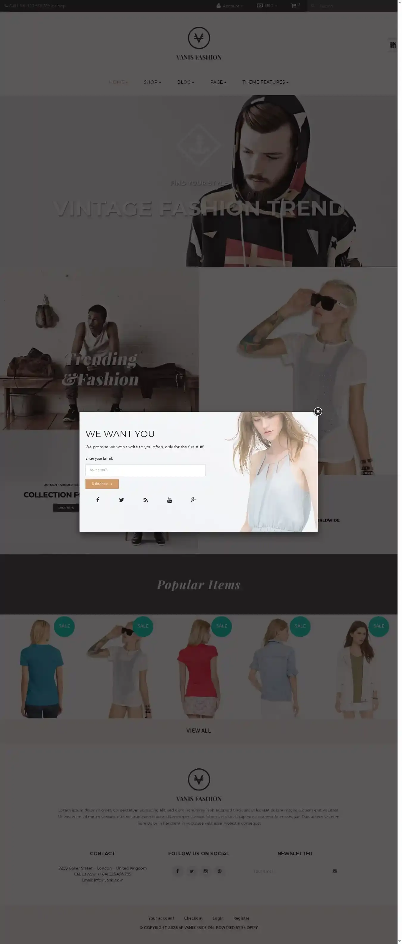 Ap Vanis Fashion home page on desktop