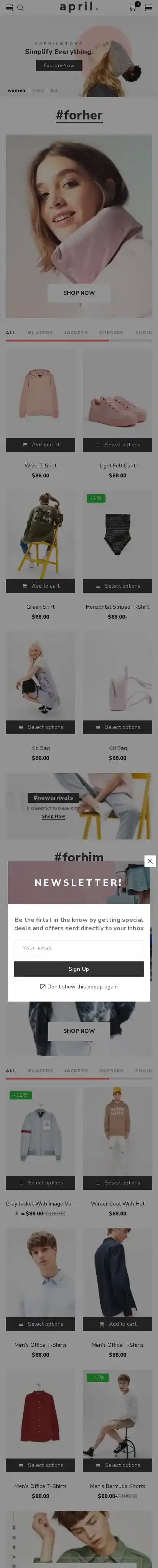 APRIL- Creative Sectioned Shopify Themes Bundle home page on mobile