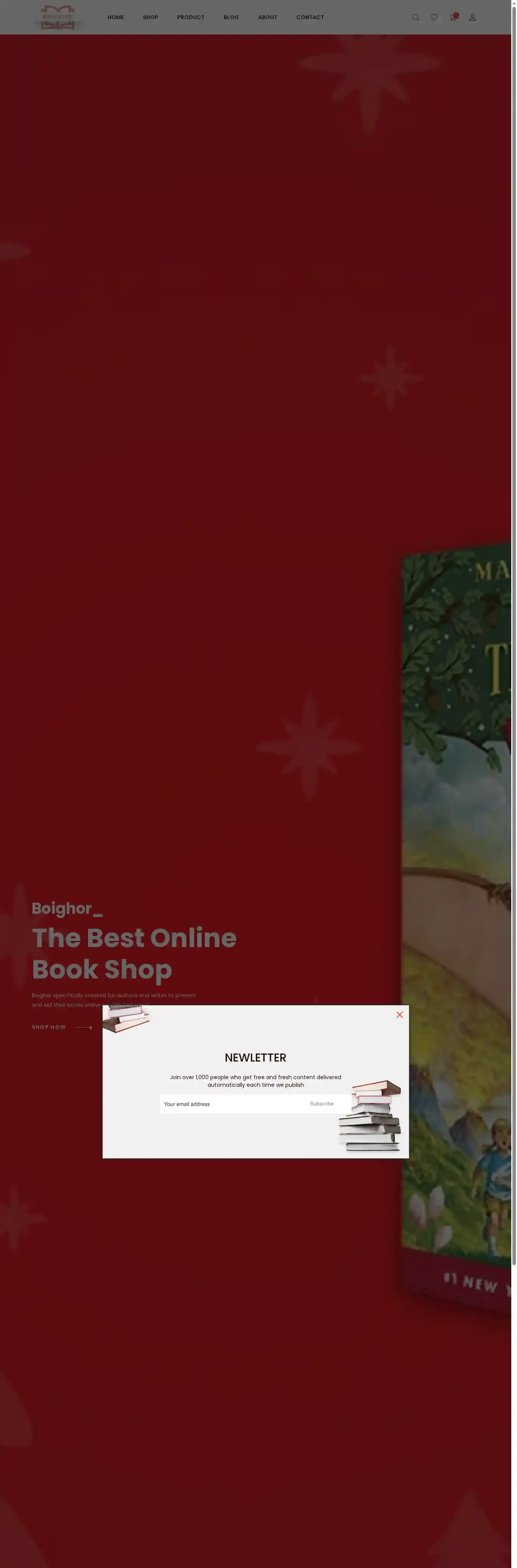 Books Store Library Shopify Theme - Boighor home page on desktop