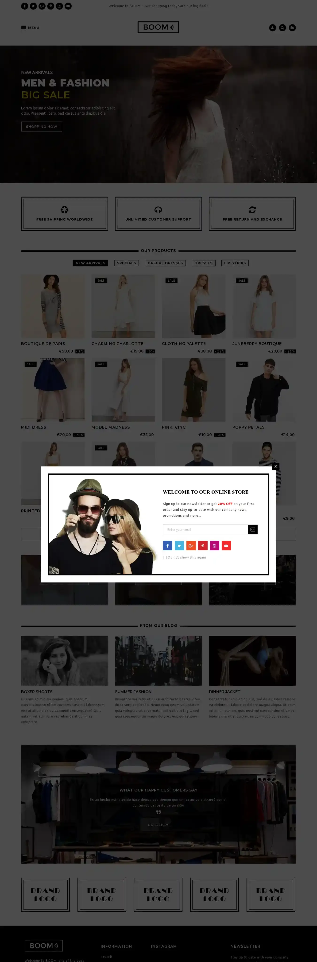 Boom home page on desktop