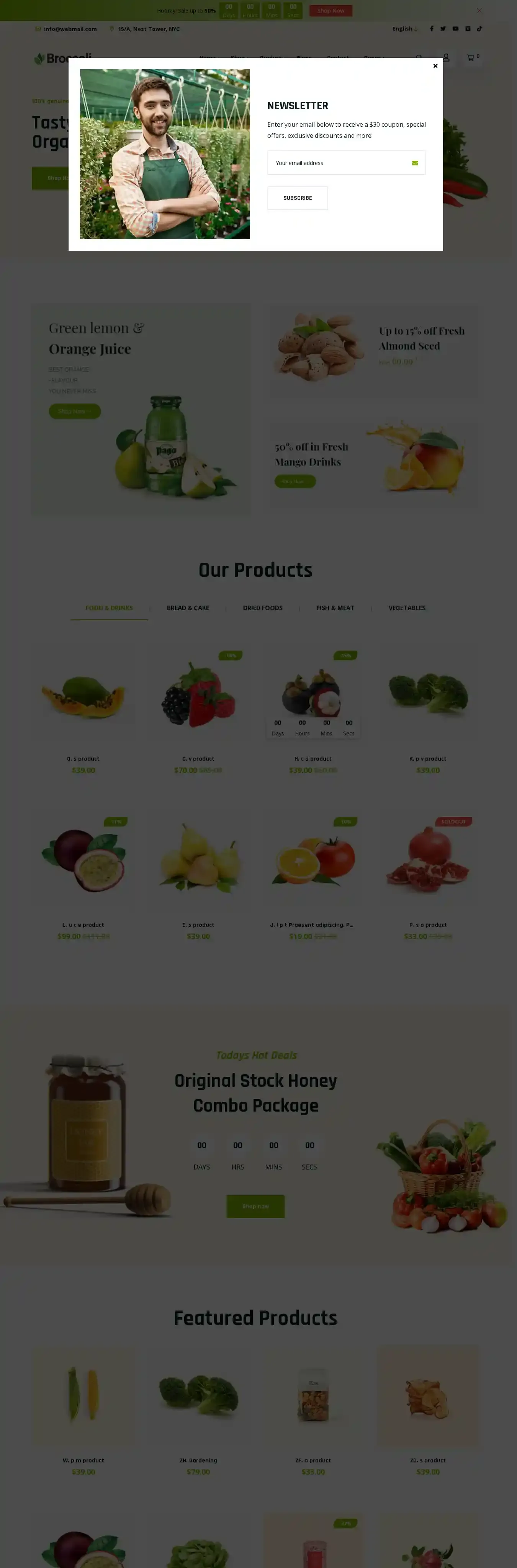 Broccoli home page on desktop