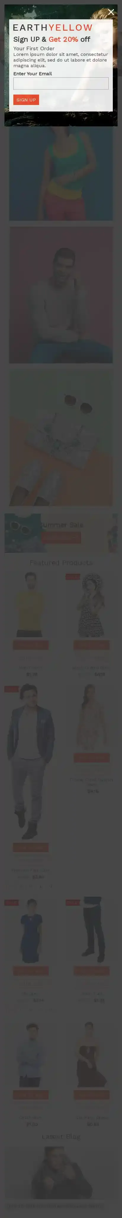 Earthyellow home page on mobile