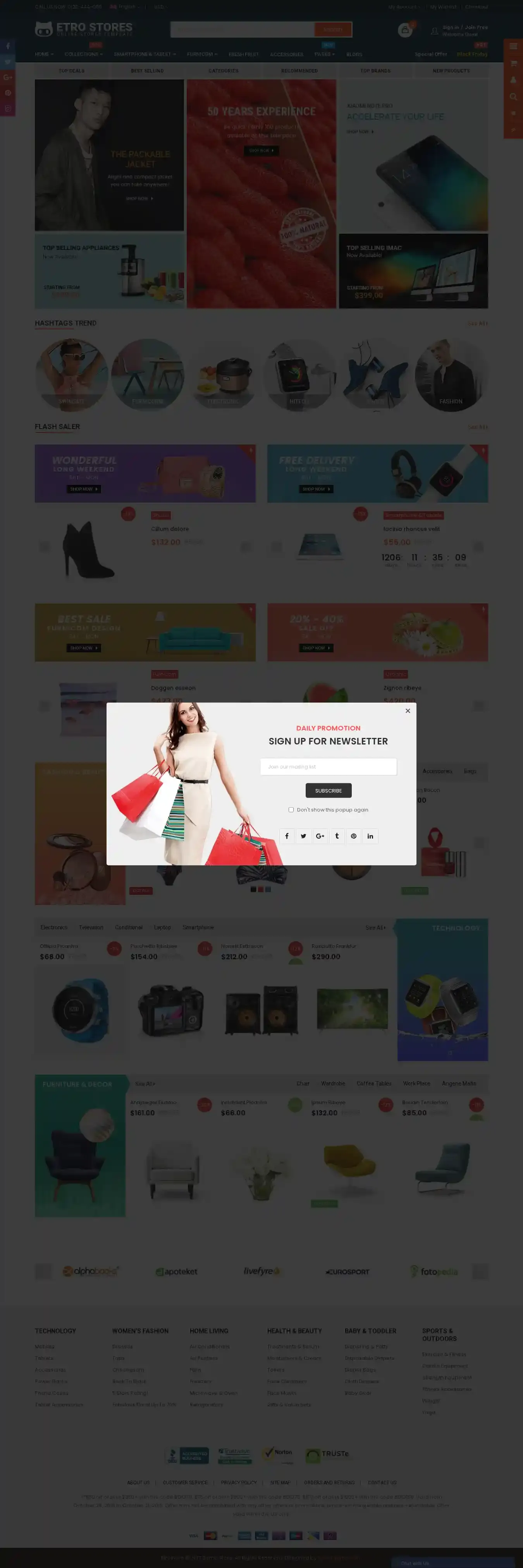 EtroStore home page on desktop