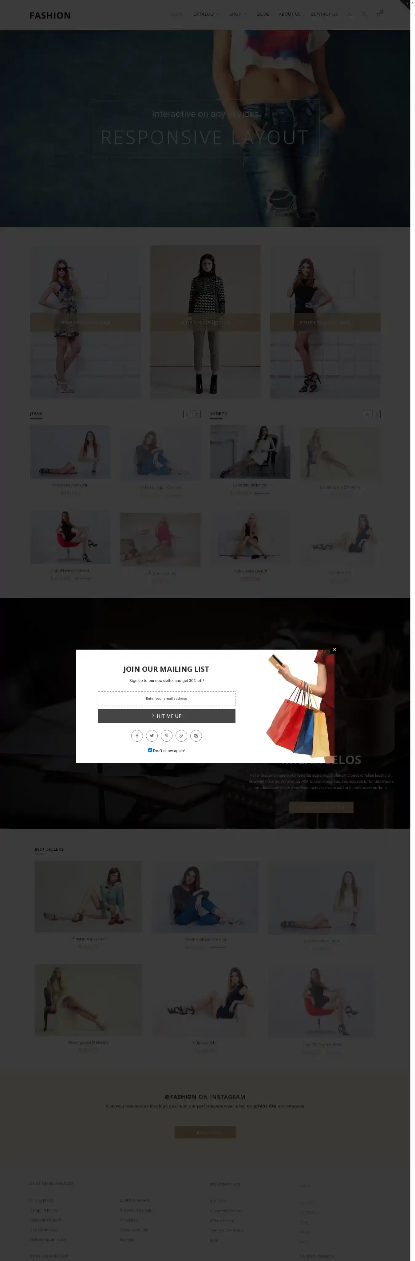 Fashion home page on desktop