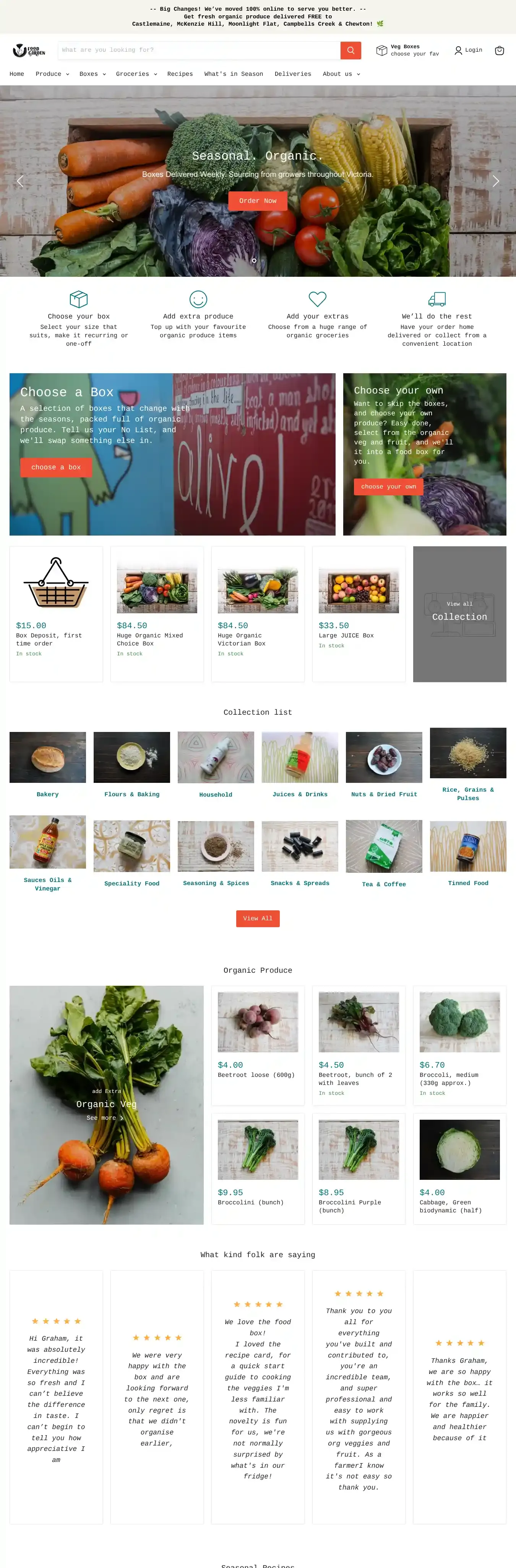 Foodly home page on desktop