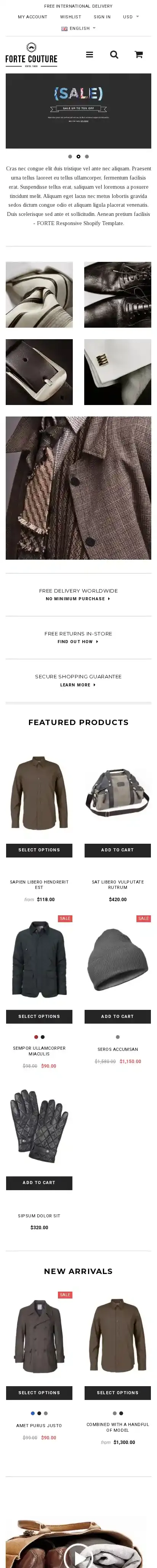 FORTE home page on mobile