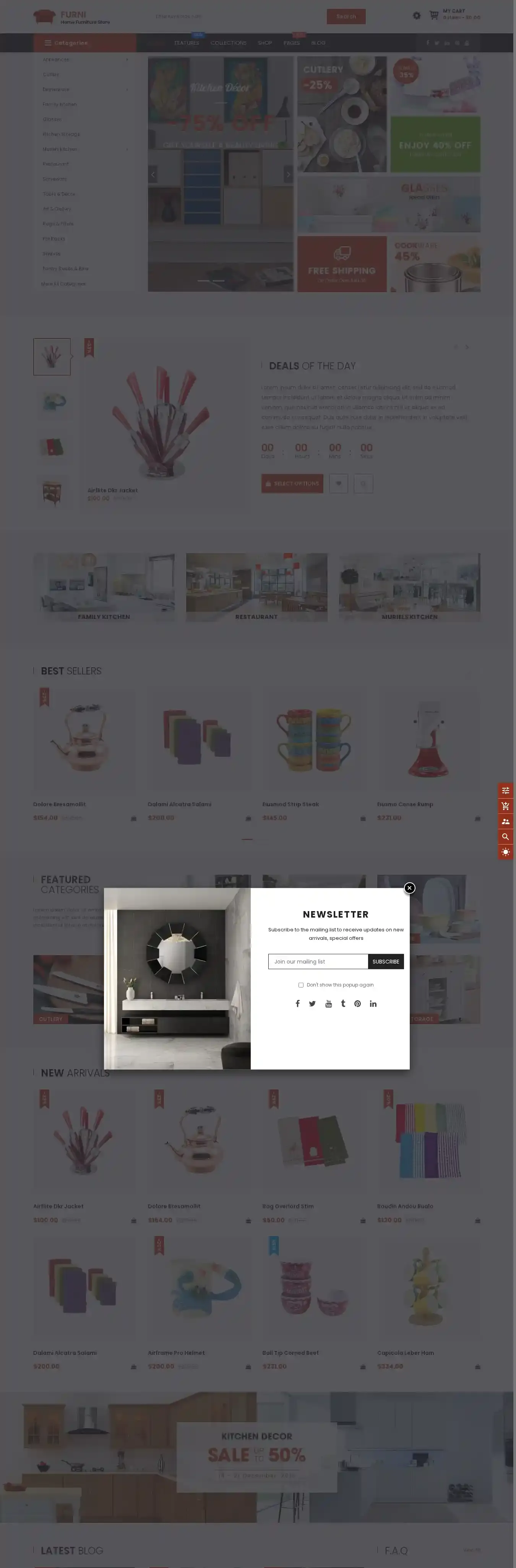 Furni home page on desktop
